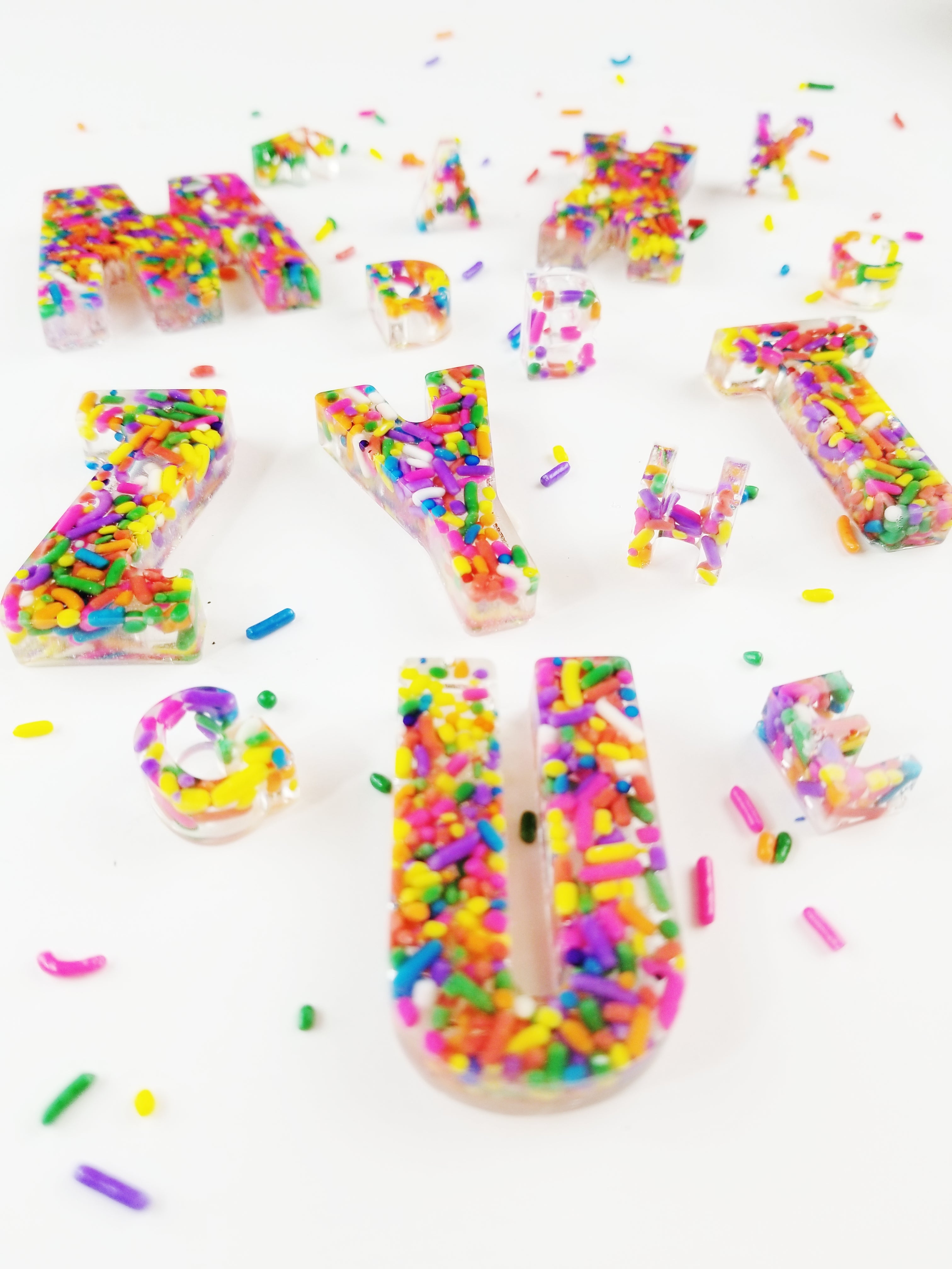 A Set of Tropical Twist  Rainbow Sprinkle Letters (minis)